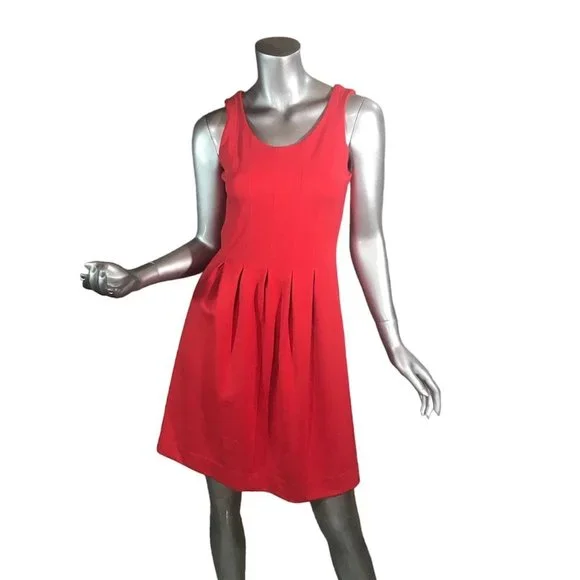 J. Crew | Dresses | J Crew Womens Xs Red Dress Sleeveless Pleated Mini  Scoop Neck | Poshmark